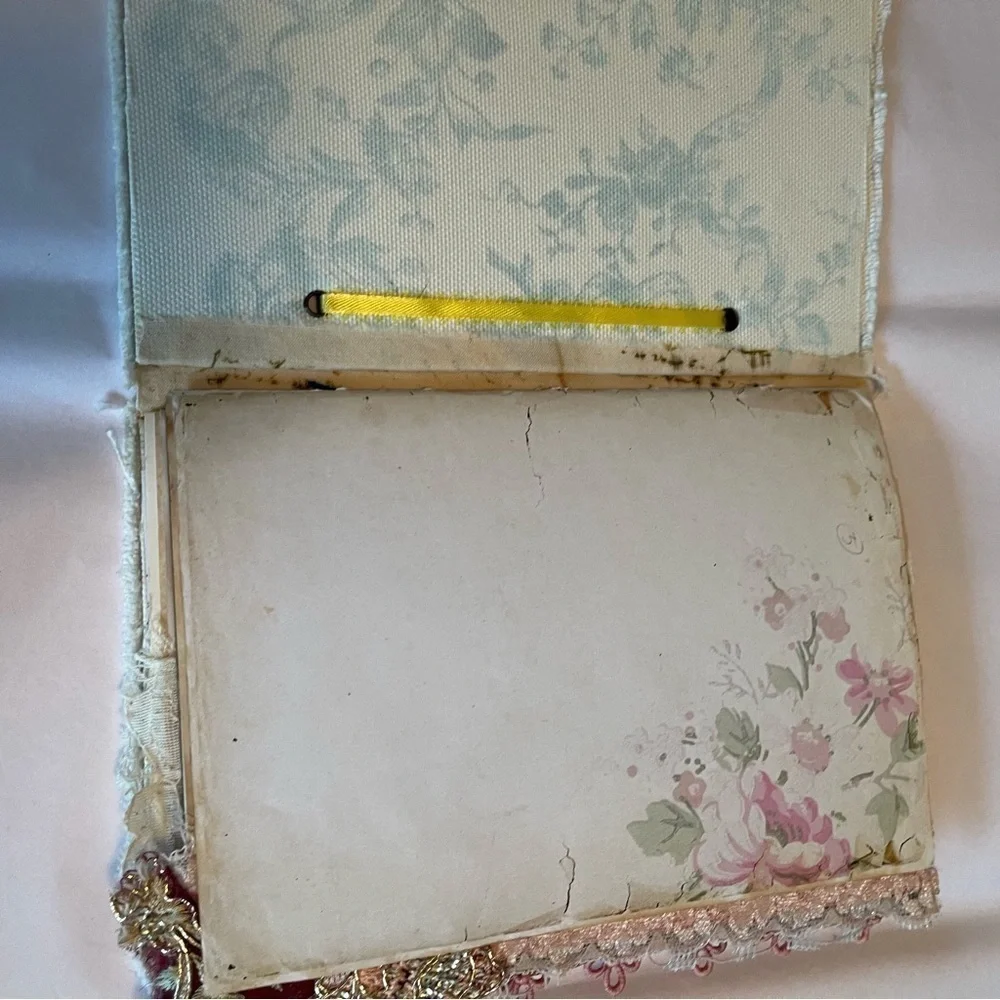 Handmade Journal Recycled Paper Cover Lace Ribbon 6x8